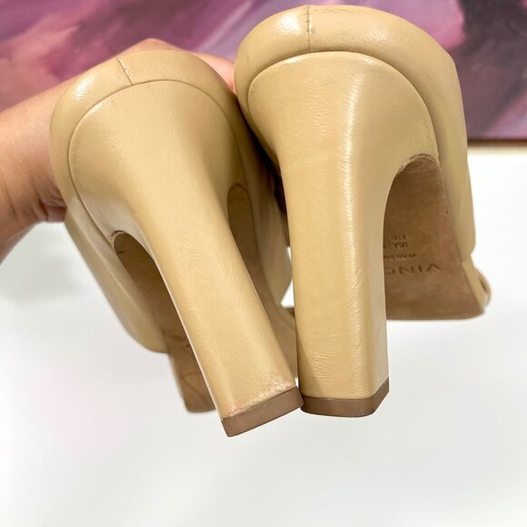 New Vince Quinn Block Heel Slide Sandals in Cappuccino Size 9 - Picture 12 of 16